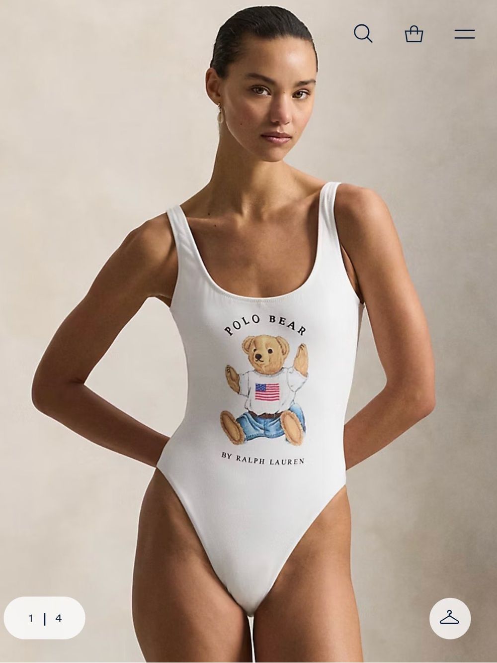 Polo by Ralph Lauren White Polo Bear One-Piece Swim Suit